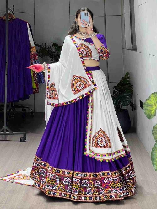 GRTN 8050 PRPLWHT Rayon Cotton Lehenga choli manufacturers in Kolkata